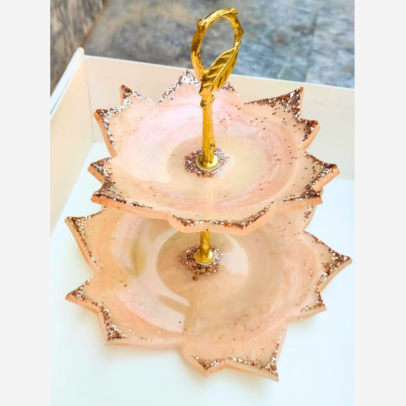 Blush Petale 2-Tier Resin Stand – Soft Pink Elegance