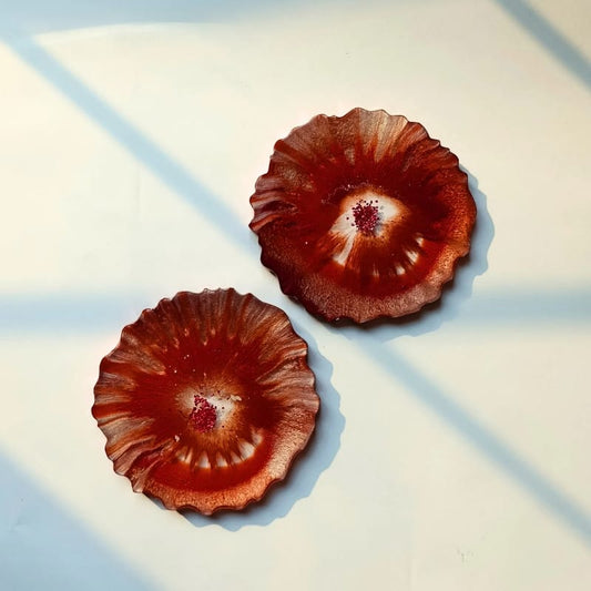 Crimson Bloom Resin Coasters (Set of 2)
