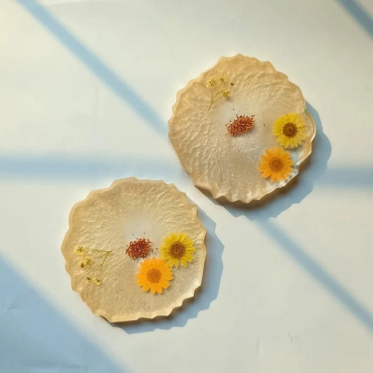 Sunlit Daisy Resin Coasters (Set of 2)