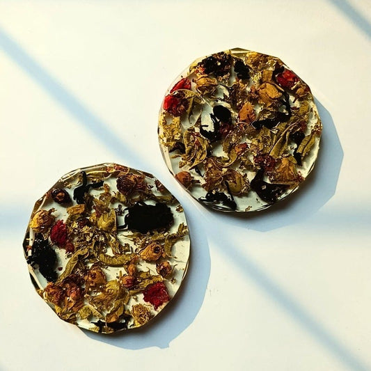 Rustic Bloom Resin Coasters (Set of 2)