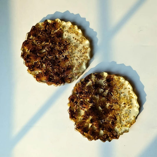 Golden Ember Resin Coasters (Set of 2)