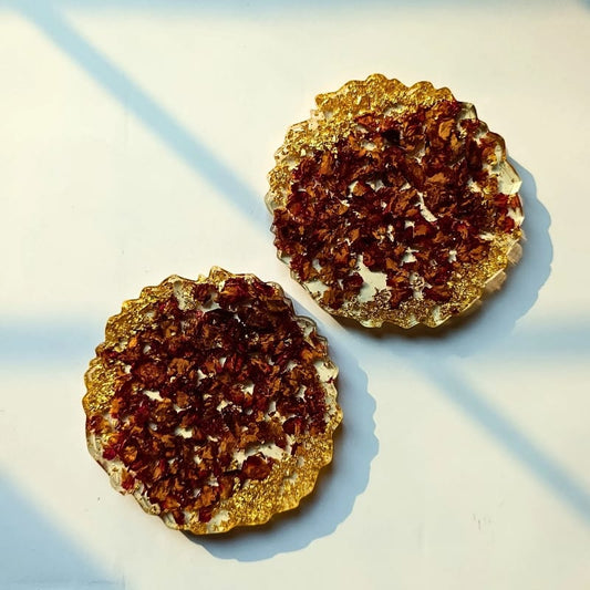 Golden Rose Resin Coasters (Set of 2)