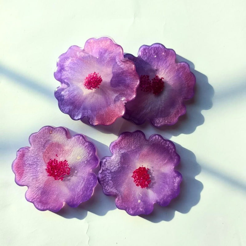 Lilac Bloom Mini Coasters – Radiant Petal Set (4 pcs)