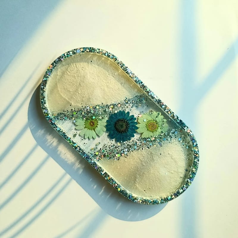 Ocean Bloom Resin Jewelry & Décor Tray