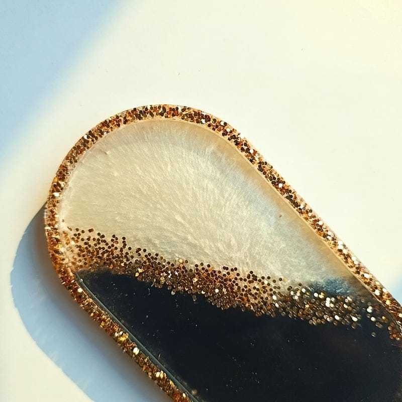 Golden Dusk Resin Jewelry & Décor Tray