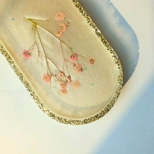 Blush Petal Resin Jewelry & Décor Tray