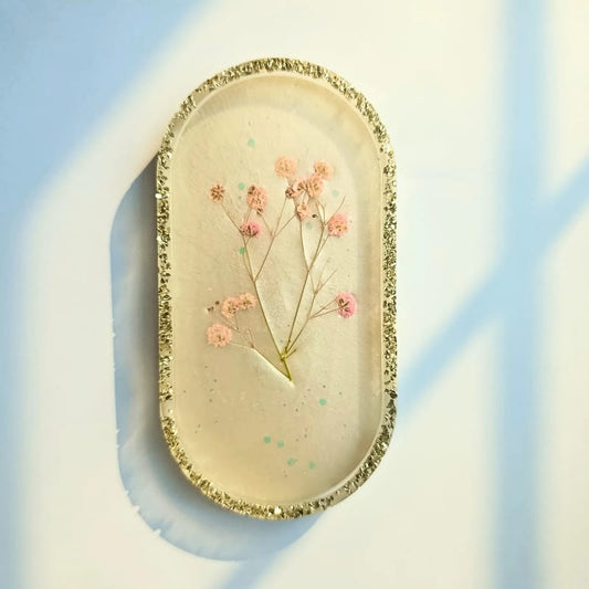 Blush Petal Resin Jewelry & Décor Tray