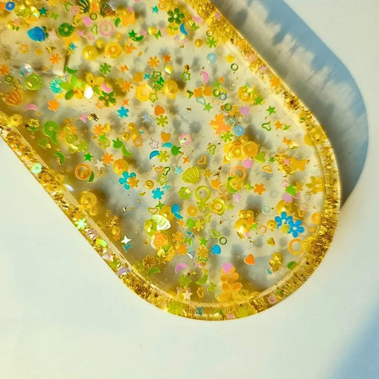 Sunshine Spark Resin Jewelry & Décor Tray