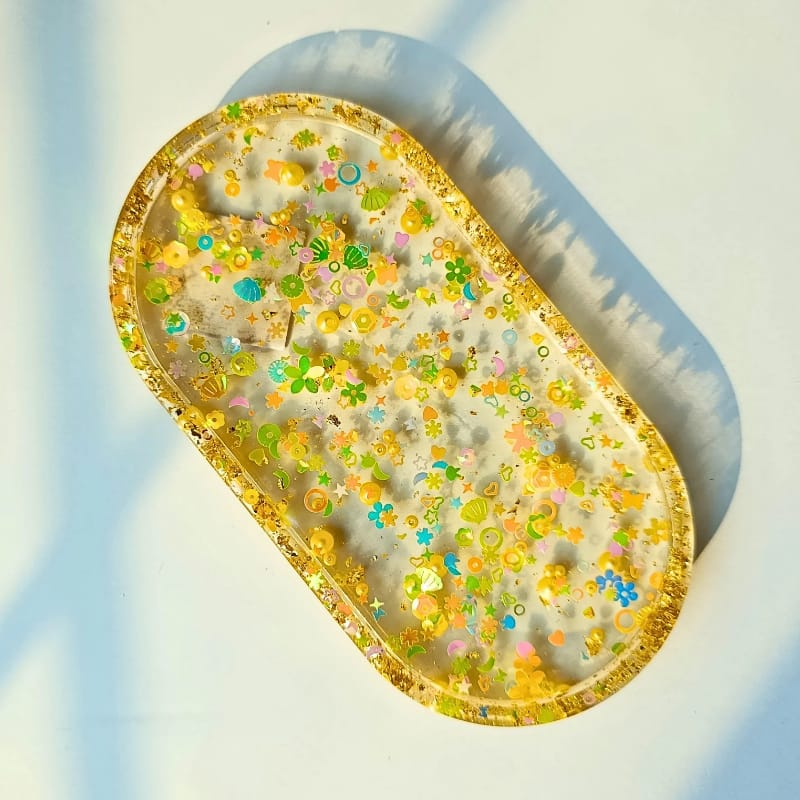 Sunshine Spark Resin Jewelry & Décor Tray