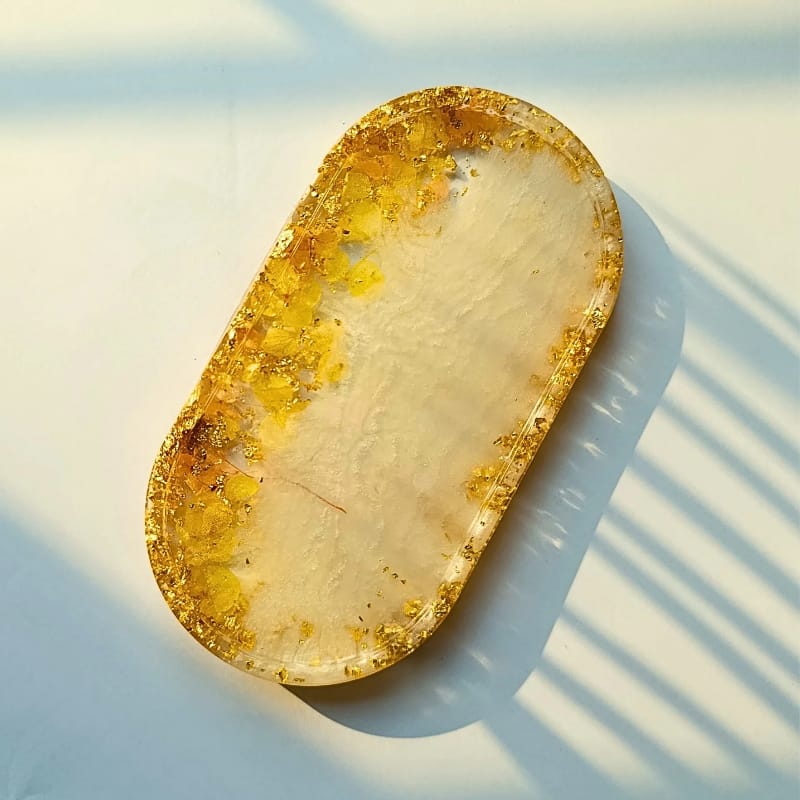Golden Aura Resin Jewelry & Décor Tray