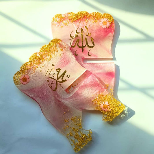 Noor-e-Muhabbat Resin Rehal – Pink & Gold Elegance