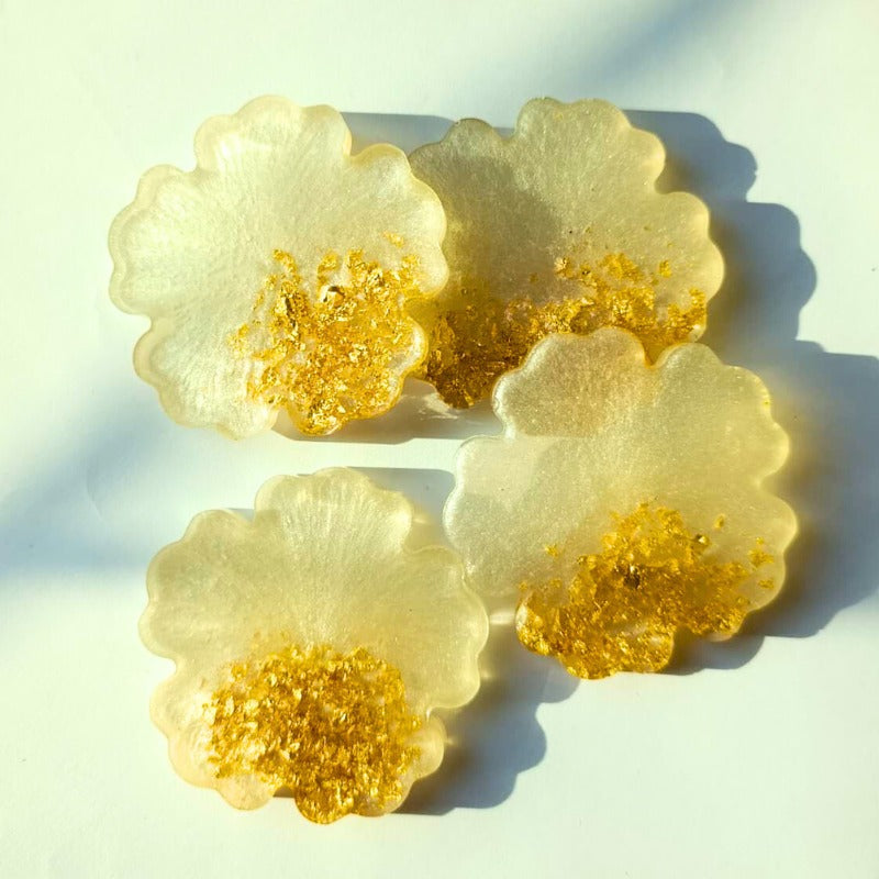 Golden Bloom Mini Coasters – Pack of 4