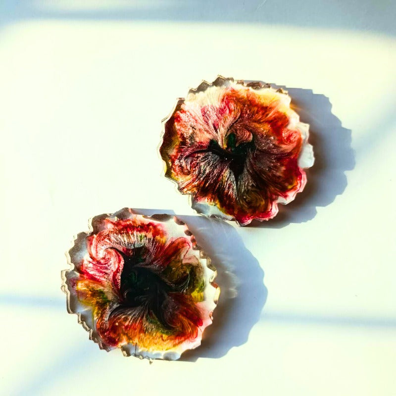 Crimson Bloom Mini Coasters – Artistic Flame Set (4 pcs)