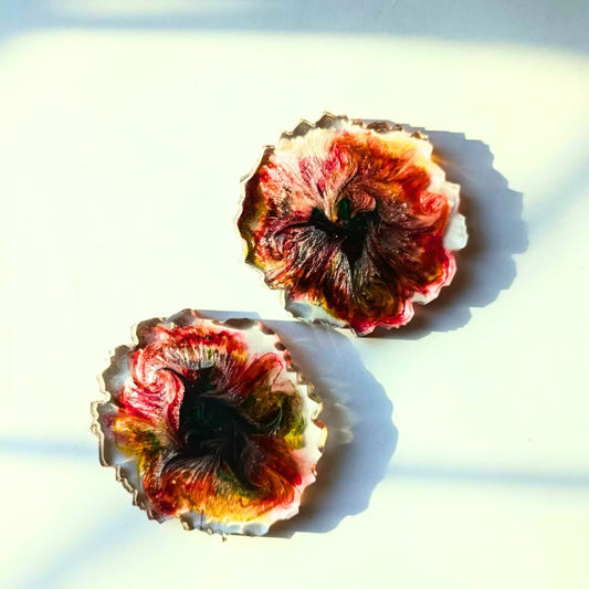 Crimson Bloom Mini Coasters – Artistic Flame Set (4 pcs)