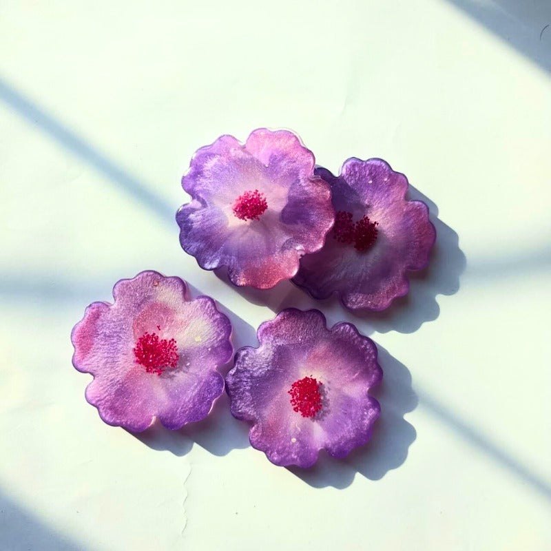 Lilac Bloom Mini Coasters – Radiant Petal Set (4 pcs)