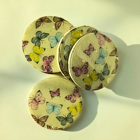Butterfly Bloom Coaster Set – Whimsical Garden Edition (6 pcs)