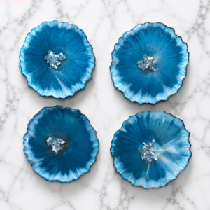 Ocean Bloom Resin Coaster Set