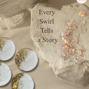 Ivory Gold Botanical Resin Coaster Set