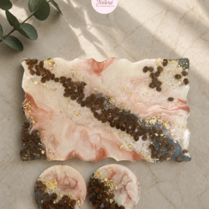 Coffee Blush Resin Serving Tray Set